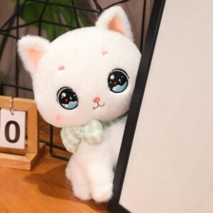 SCOOBA Adorable Bow cat Soft Toy 35cm (Bow cat White)