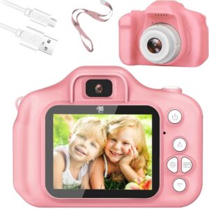 Storio Rechargeable Kids Camera Toy 3.0MP - Pink | 1080P Video Camera with 2-Inch Screen Supports 32GB with Games,Filters,Time-Lapse Educational Birthday Gift for Boys & Girls Age 3–12