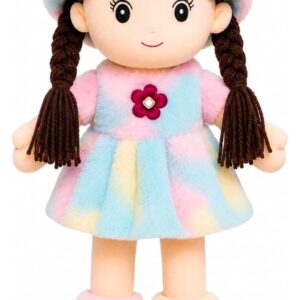 Soft Hat Doll for Kids 45 cm | Cute Plush Rag Doll with Cap & Braided Hair | Washable Stuffed Toy for Girls & Boys | Birthday Gift (Multicolor)
