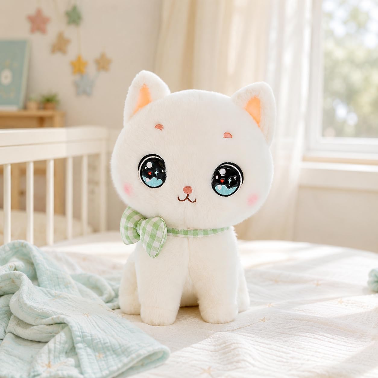 SCOOBA Adorable Bow cat Soft Toy 35cm (Bow cat White) - Image 2