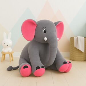 Amazon Brand - Jam & Honey Elephant Plush Toy | Soft Toy for Kids | Non-Toxic & Safe | BIS-Approved | Big Size Stuffed Elephant | Grey