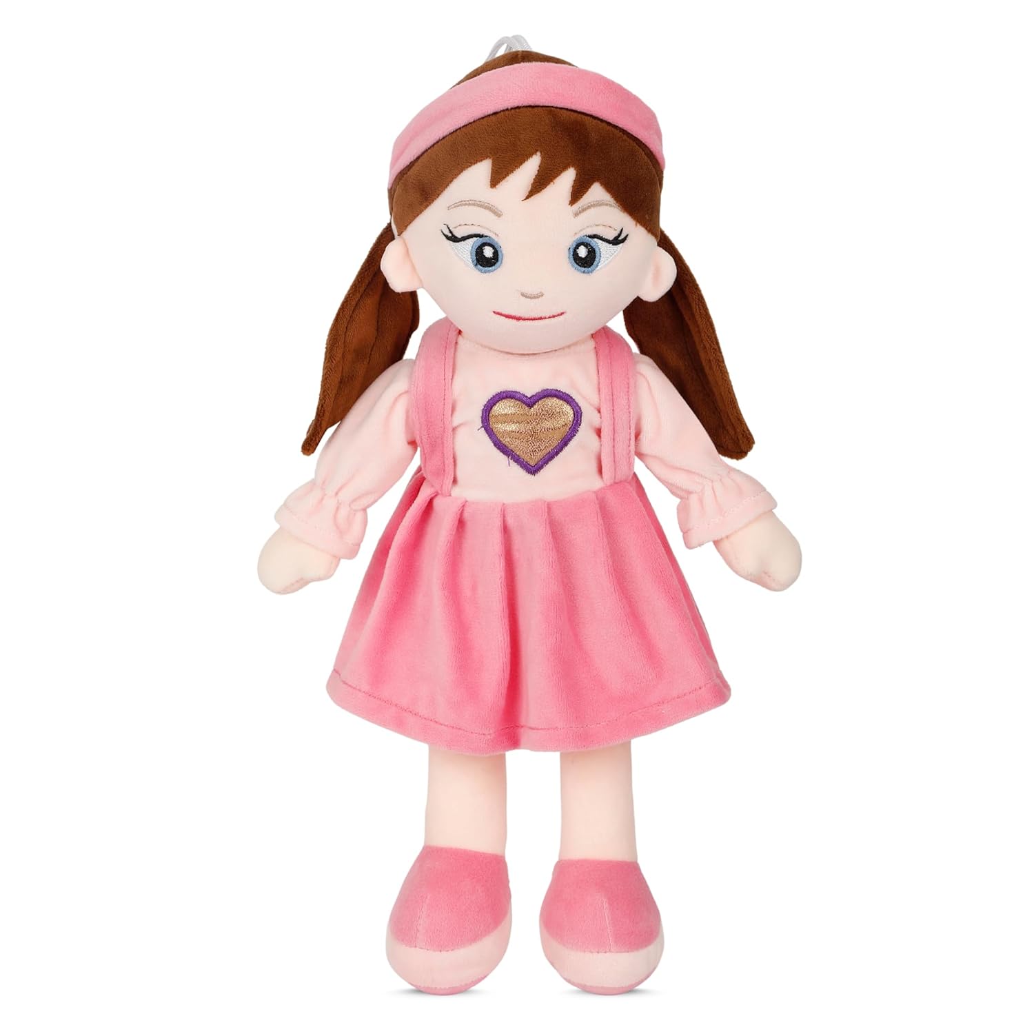 Mirada Cute Pink Huggable Heart Girl Gudiya/Doll Super Soft Toy for Baby Girls/Kids | Stuffed Plush | Ideal Gift for Rakhi/Raksha Bandhan/Birthday- 38cm - Image 3