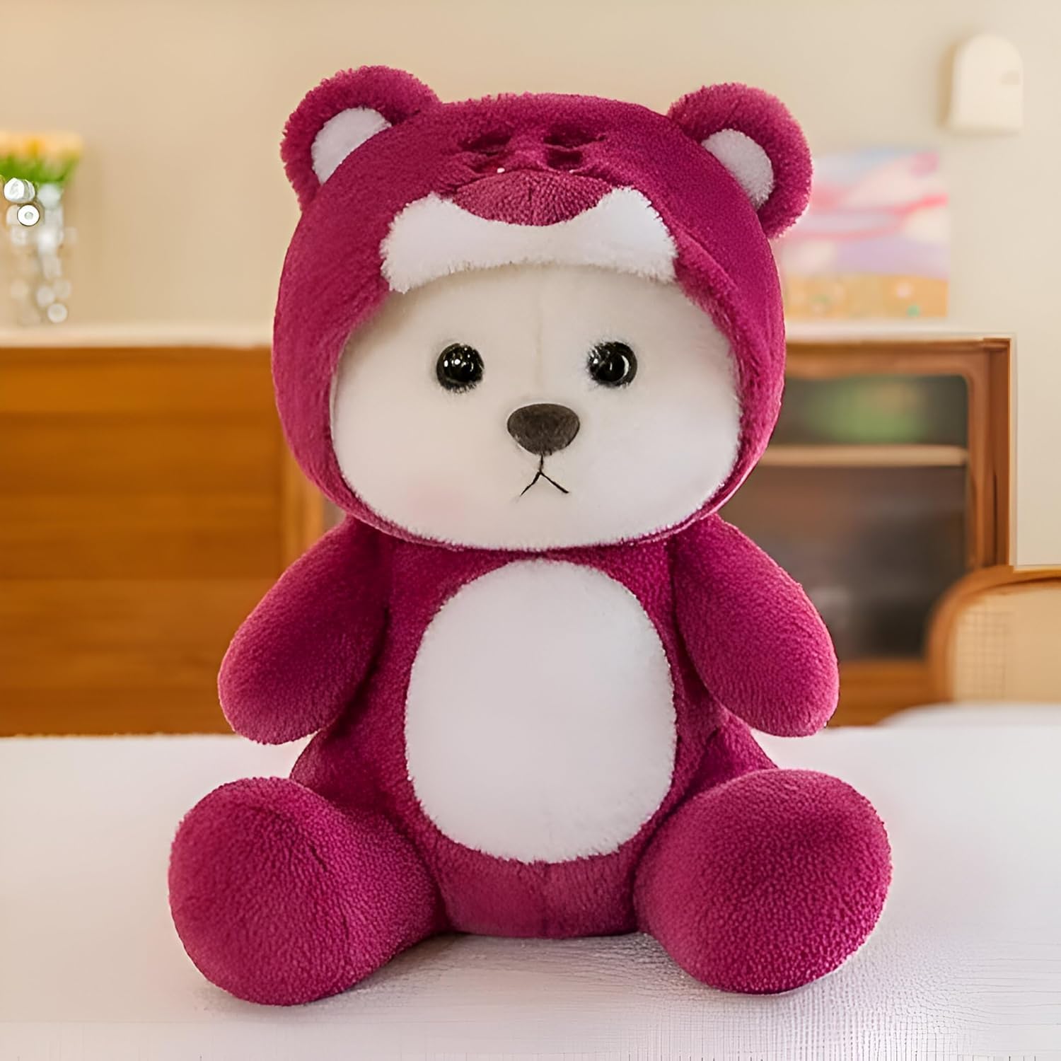 Storescent Soft Toys for Kids - Stuffed Animal Plush Soft Toy for Boys & Girls | Plushie Toy Half Hooded Strawberry Bear 30cm - Image 3