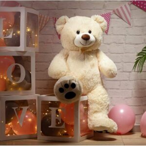 HUG 'n' FEEL SOFT TOYS 4 Feet Giant Teddy Bear (121 cm) - Cream | Big Stuffed Plush Toy, Ultra Soft Cuddly Animals for Kids, Girls, Boys for Birthdays, Anniversary & Valentine's Day