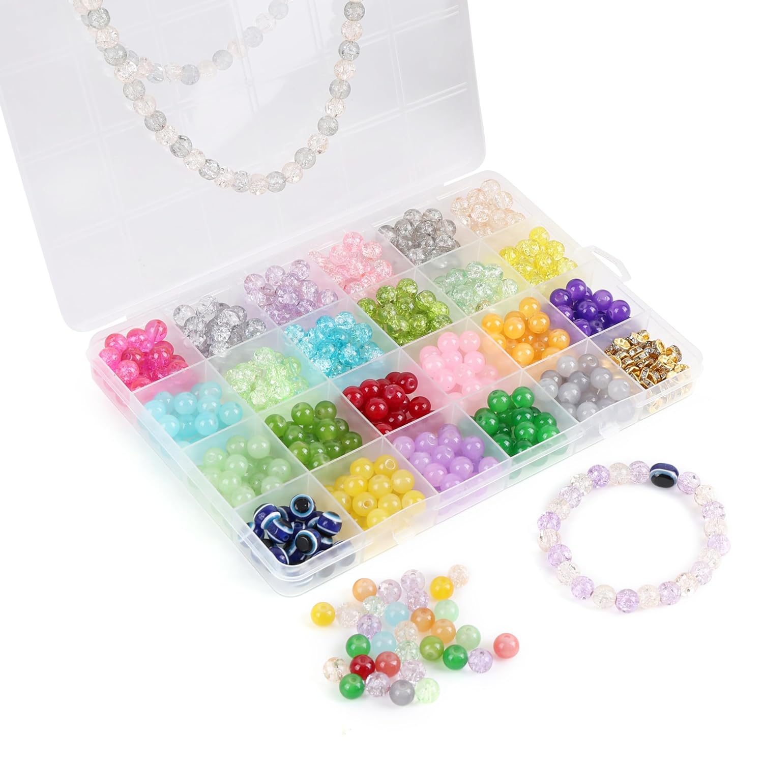 ambitieux DIY Jewellery Making Kit for Girls | 2700+pcs Colorful Round Beads, Pearls & Charms Set | Bracelet, Necklace & Keychain Making Craft Kit |Birthday Gift for Girls & Kids - Image 5
