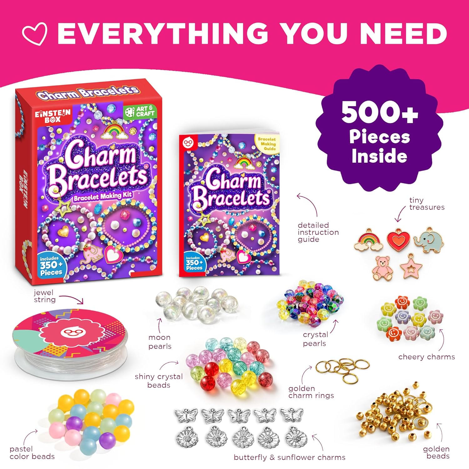 EINSTEIN BOX Bracelet Making Set for Girls 6 to 14 Years Olds with Beads & Charms | Toys & Birthday Gift Ideas for Girls 6,7,8,9,10,11,12,13,14 Years Old | - Image 2