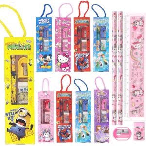 12pcs Stationery Set for Return Gifts Birthday Party for kids - Pencil , scale , eraser - Best Birthday Return Gifts for Kids in Bulk - Return gift for kids birthday Age 6-10 6-12 3 4 5 6 7 8 12