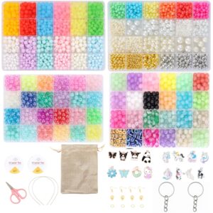 ambitieux DIY Jewellery Making Kit for Girls | 2700+pcs Colorful Round Beads, Pearls & Charms Set | Bracelet, Necklace & Keychain Making Craft Kit |Birthday Gift for Girls & Kids