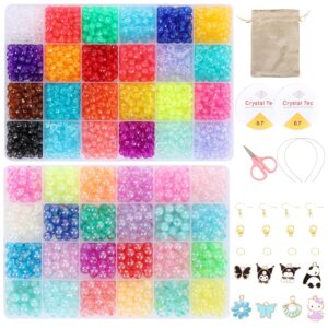 Ambitieux Bracelet Making Kit for Girls | DIY Jewellery Making Kit with 48 2000pcs+ Crystal & Rainbow Beads, Scissor & Elastic Threads | Arts & Crafts Gift Toy for Kids Age 4–12 | Birthday Gift for Girls